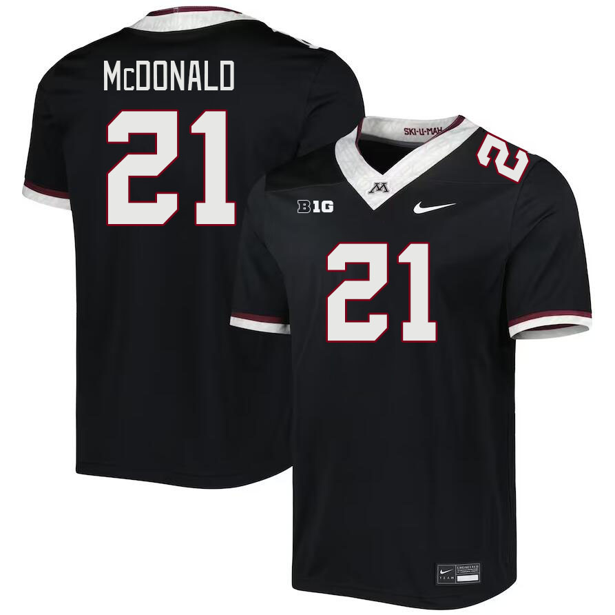 Men #21 Craig McDonald Minnesota Golden Gophers College Football Jerseys Stitched Sale-Black - Click Image to Close